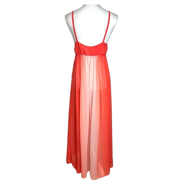 Vintage Oscar De La Renta Pink Label Slip Dress Pink Orange Ombre Nightgown - Picture 3 of 8